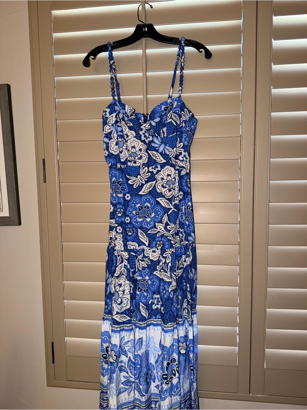 Farm Rio Blue Full of Flowers Organic Cotton Midi Dress